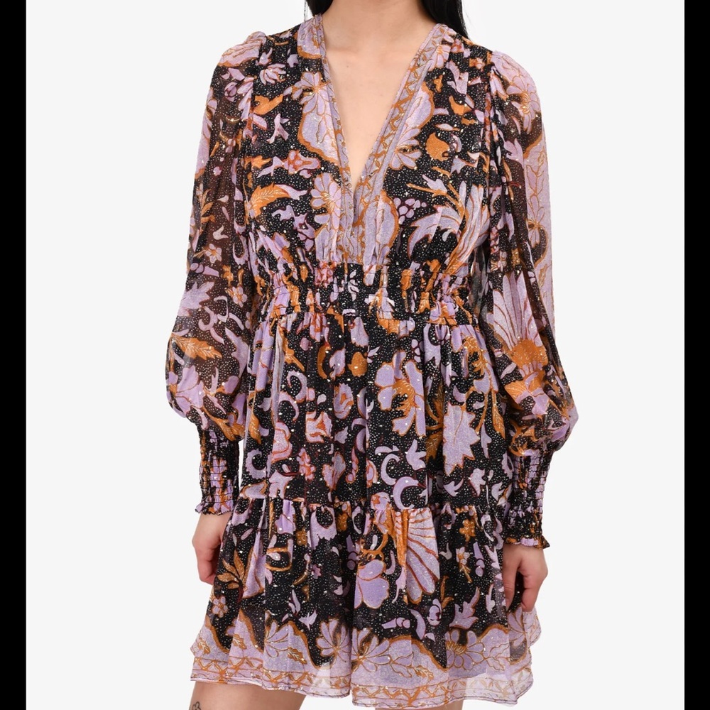 Ulla Johnson Floral Print Silk Chiffon Dress